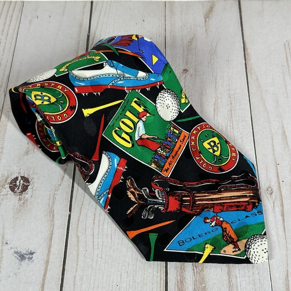 Rosetti Men's Golf Theme Neck Tie Bolero Class Golf Bag Shoes Ball‎ Swing Par